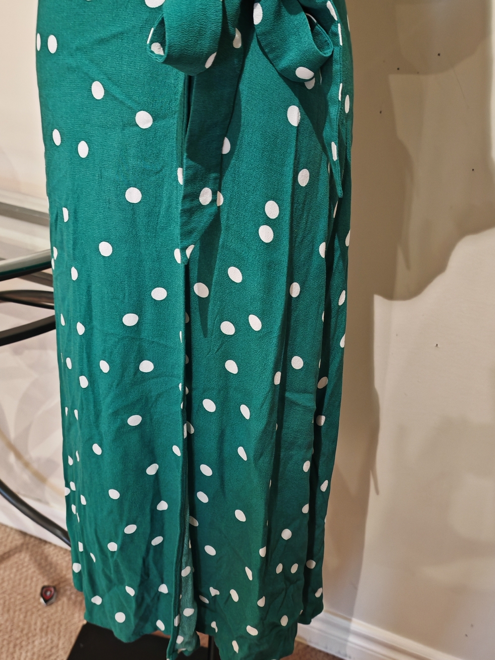 &Other Stories Green Polka Dot Midi Wrap Dress. - Picture 6 of 12